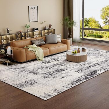 Vamcheer Rug Living Room Short Pile Modern - Bedroom Rug Fluffy, Washable Boho Rug, Rugs Large for Study Room, Office, Super Soft, Anti-Slip, 160x230 cm Beige/Gray Modern Gray 160x230 CM