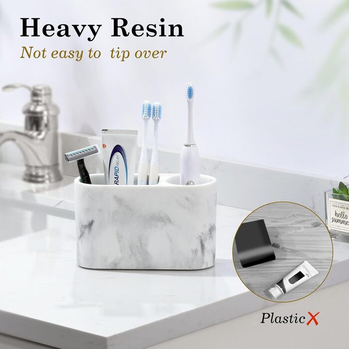 Тримач для зубних щіток Luxspire з 5 відділеннями, електричний, для сім'ї, велика місткість, органайзер для зубних щіток та косметики, матовий (пісочний колір, 2 відсіки)