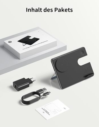 Зарядний пристрій JoyGeek 3-в-1 з MagSafe для Apple Watch, iPhone 16/15/14/13/12/Plus/Pro Max, AirPods 2/Pro 2, чорний