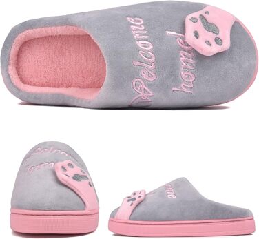 JACKSHIBO Теплі плюшеві тапочки для дому (зимові) - чоловічі/жіночі, унісекс, сірі (38/39 EU)