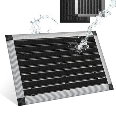 Килимок для дому та вулиці 40x60 см, алюмінієвий каркас срібного кольору, Polypropylene волокна