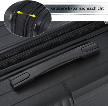 Набір валіз Merax TSA-Schloß 3 шт. (M-L-XL) з телескопічним ручками та 4 колесами, чорний. Валізи ручної поклажі, PP-матеріал, з TSA-замком.