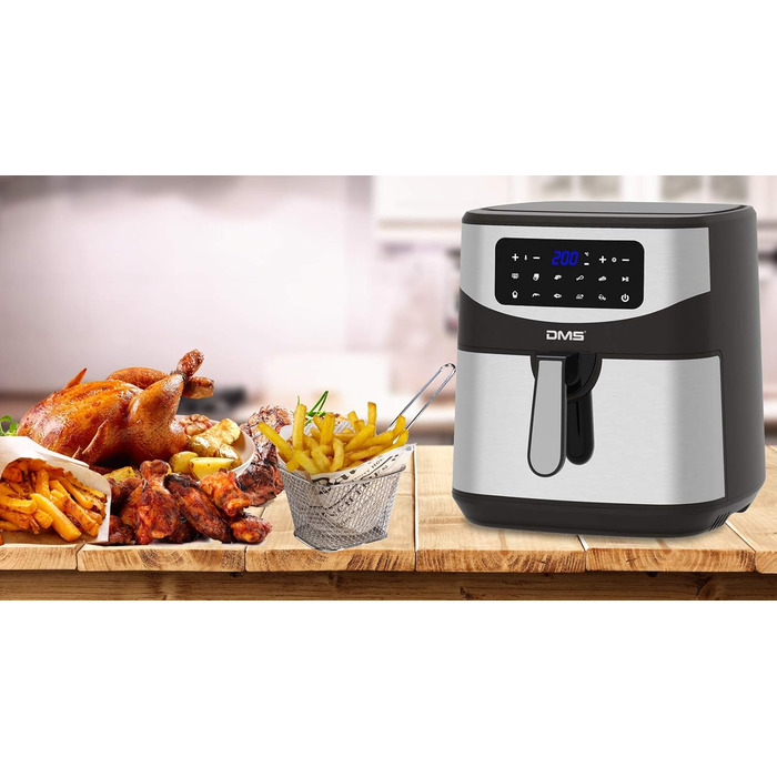 Фритюрниця DMS XXXL 7 літрів: фритюрниця, духовка, гриль, Cooker, без олії, 10 програм, цифровий дисплей, 1800 Вт, таймер, HF-7S
