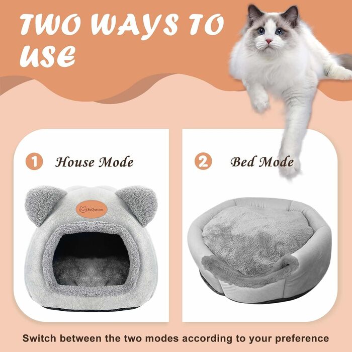 Кігтеточка-будиночок для котів, м'яке ліжко-хатинка, тепла кімната для відпочинку, сірий колір