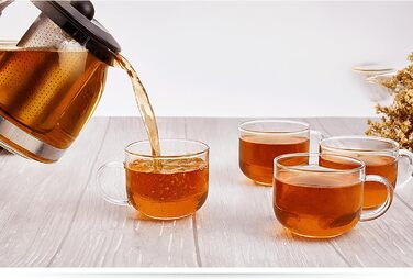 Чайник Lovegrace зі скла та нержавіючої сталі з ситом 1250 мл - термостійкий, придатний для миття в посудомийній машині, з фільтром з нержавіючої сталі, чайник зі скляним ситом, прозорий