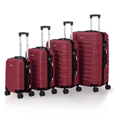 Набір валіз Juskys® Hartschale 4 шт. з кодовим замком, тихі колеса 360°, телескопічна ручка, легкі - червоний колір