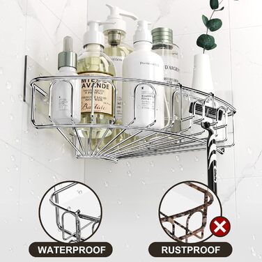 Orimade Corner Shower Shelf, No Drilling Required, Adhesive Shower Shelf - Stainless Steel - SUS304 Shower Shelf - 2 Pieces