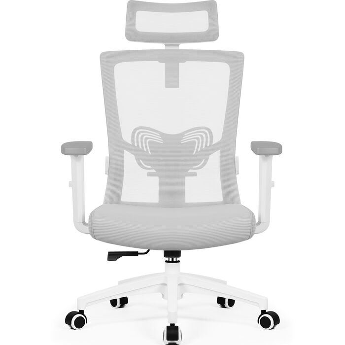 Ергономічне крісло Daccormax для офісу з регульованою підголівником, підлокітниками та підтримкою попереку. Офісне крісло, поворотне, з функцією гойдання, mesh-сидіння, для спини, до 150 кг (сірий)