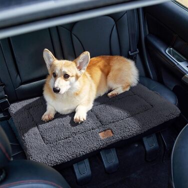 BEDSURE Washable Dog Mat - Large Dogs - 104x71 cm Washable Dog Bed for Large Dogs, Sherpa Plush Dog Bed Large with High-Density Foam Filling, (61 x 46 cm, Dark Grey)