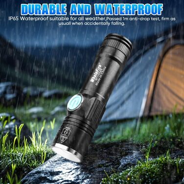 LED ліхтарик WholeFire 2 шт. 5000 люмен, 4 режими, IP65, водонепроникний, для кемпінгу, дітей, туризму, активного відпочинку