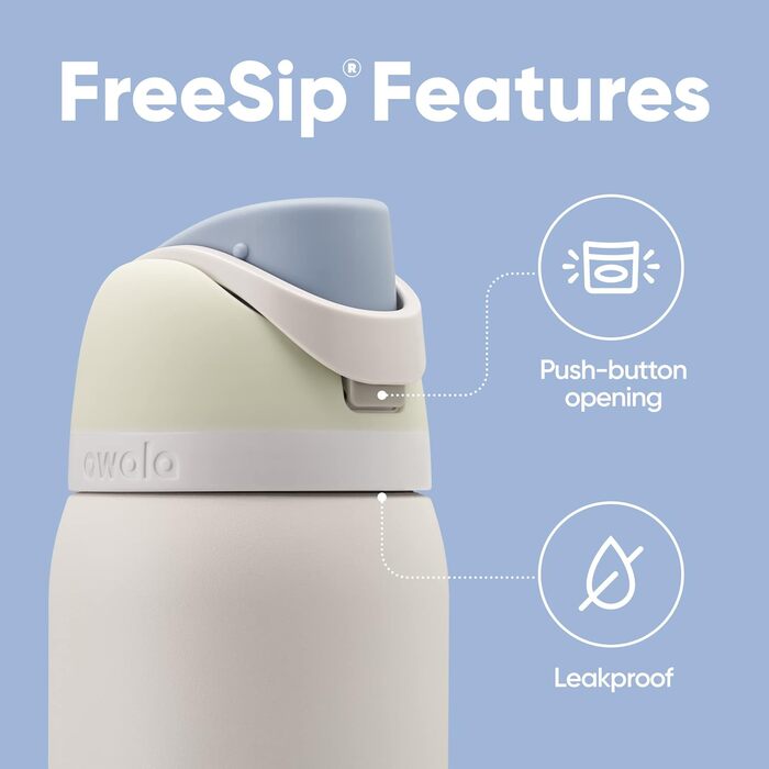 Owala FreeSip ізольована пляшка для води з нержавіючої сталі зі соломинкою, спортивна, для подорожей, герметична, BPA-free, 945 мл, Iced Breeze (710 мл)