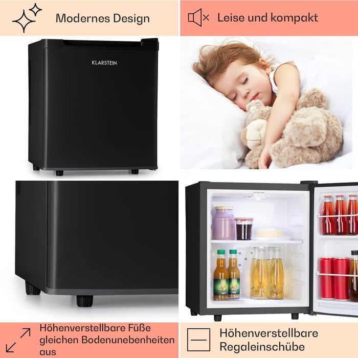 Міні-холодильник Klarstein Silent Cool: 30 літрів, 24dB, регулювання температури, білий/чорний