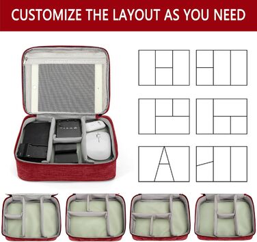 Водонепроникна сумка-органайзер для електроніки з 2 відділеннями (27x20x8 см, червона)