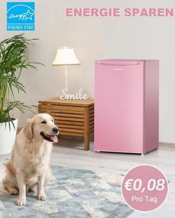 Холодильник Upstreman 91L BR321-Rosa з функцією швидкого охолодження, 5 температурних режимів (1-8°C), енергоефективний, 41 дБ, компактний, для студентів/офісу