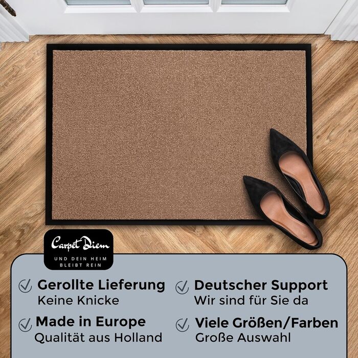 Килимок для дому Carpet Diem, 60x80 см, бежевий - для входу, антиковзаюча, для дому та вулиці