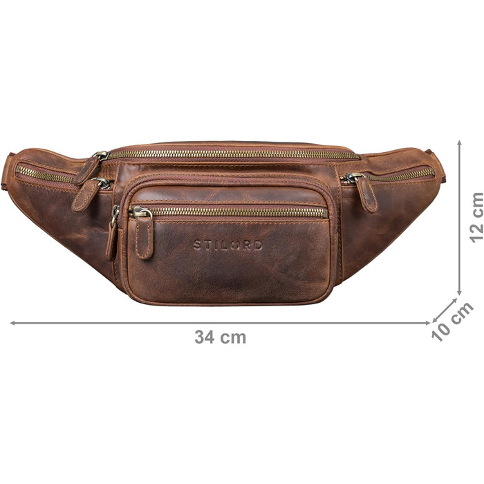 STILORD Велика шкіряна сумка на пояс Cognac - Вантажна сумка на ремінь для чоловіків, жінок та дітей - Ретро поясна сумка для бігу, фестивалів, подорожей Caspar (Soria - Коричнева)
