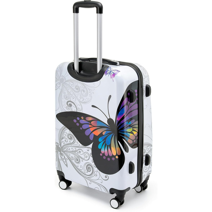 Набір валіз BEIBYE Butterfly 2060 з TSA-замком, 4 штуки: міцні жорсткі валізи на колесах, ручна поклажа та б'юті-кейс (XL-75 см)