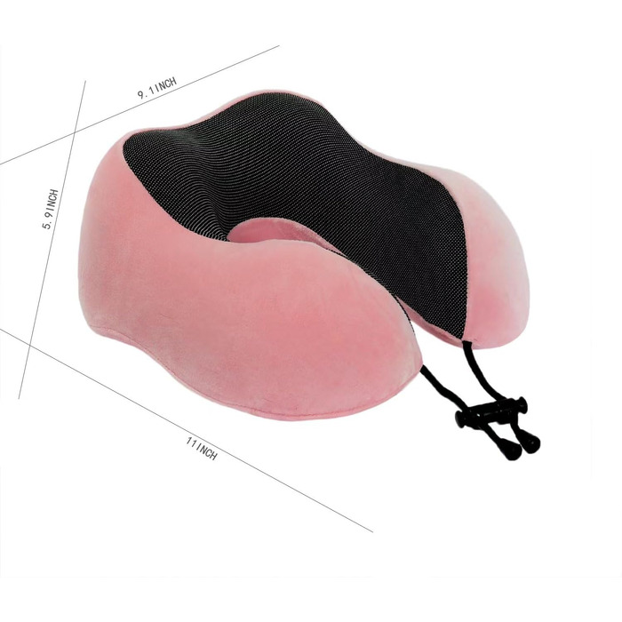 Подушка для шиї з піною пам'яті, 360-градусна підтримка голови, комфортна та легка, ідеальна для сну в літаку, авто, поїзді, автобусі та вдома, з чохлом (Рожева)