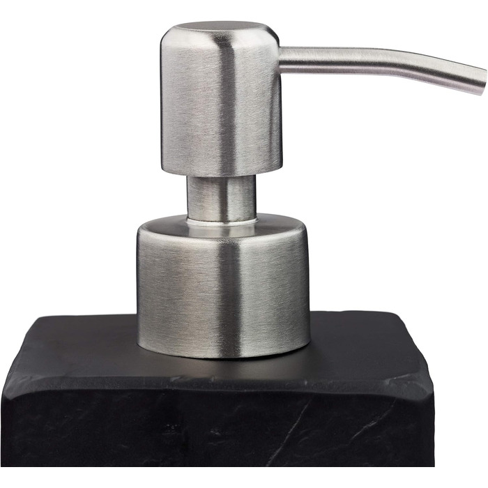 Дозатор мила Relaxdays, 200 мл, наповнюваний, для ванної, туалету, кухні, дозатор рідкого мила, полірезин, нержавіюча сталева помпа, чорний