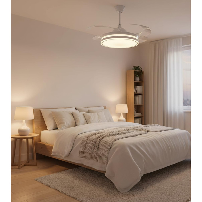 Вентилятор стельовий Bel Air Asgard 108 см з LED, DC-мотор, пульт, 3 режими, білий MINI
