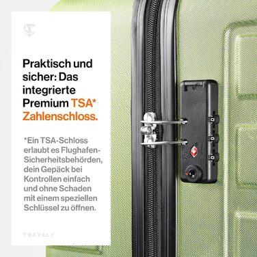 Чемодан туристичний великий 77 см, 100 л, полікарбонат, зелений, з TSA замком