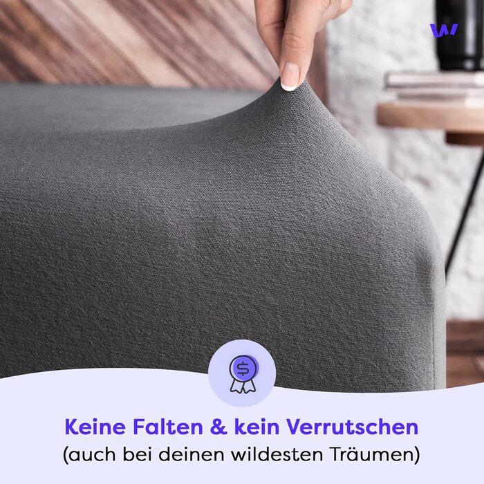 Wolkenfeld Box Spring Bed Fitted Sheet 180x200cm up to 200x220cm - up to 40cm Mattress Height - Premium Cotton Bed Sheet 180x200 | 180x220 | 200x200 for Box Spring and Water Beds - Anthracite