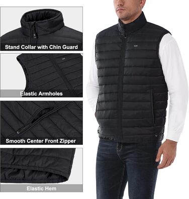 Чоловіча степкова жилетка 33,000ft для активного відпочинку та спорту, гібридна модель з 5 кишенями, чорна (4XL)