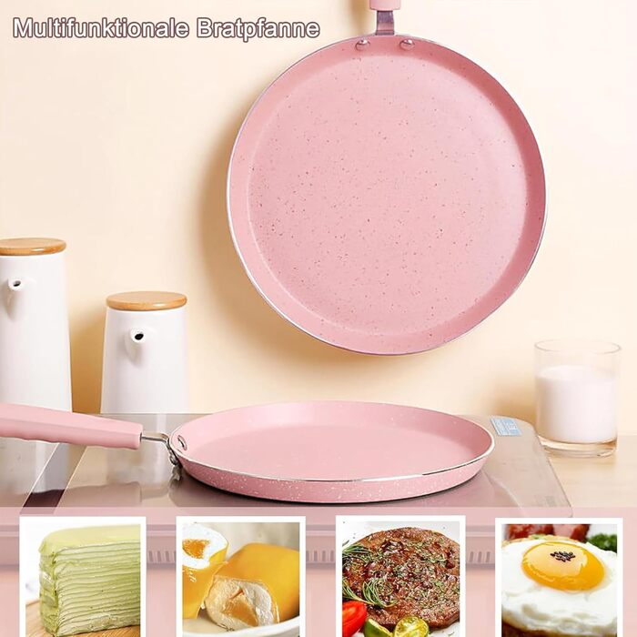 Набір сковорідок Maxspace 3 шт. з антипригарним покриттям, 18, 22, 26 см, для всіх типів плит, рожевий