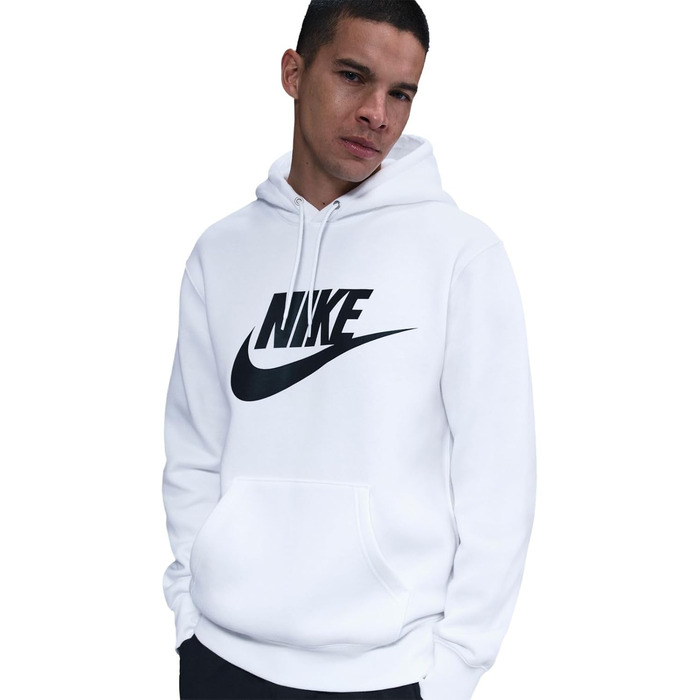 Чоловіче худі Nike Sportswear Club Fleece BV2654 біле з чорним логотипом, розмір M