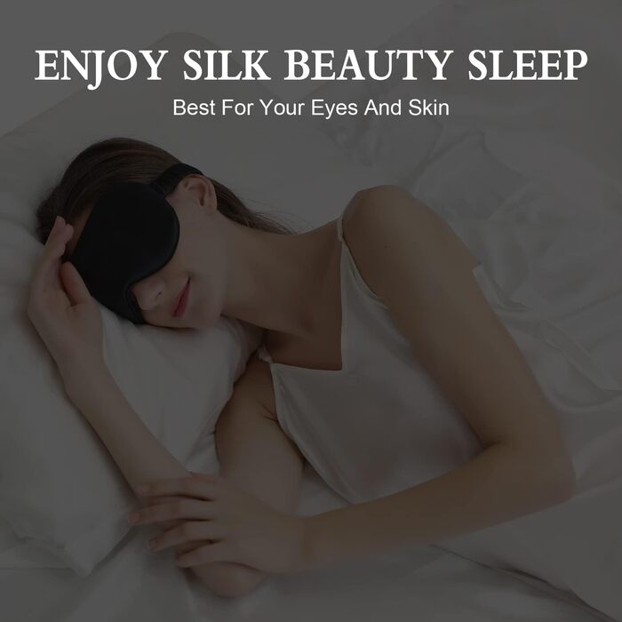 Маска для сну ZIMASILK з регулюванням, 22 Momme, 100% шовк марука, 3D-форма, супер м'яка та дихаюча, блокує світло, темно-синя