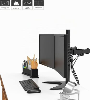 Кронштейн для двох моніторів BONTEC 13-27 дюймів, VESA 75/100, навантаження до 10 кг на один підвіс