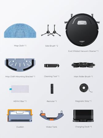 Робот-пилосос з функцією миття, 4500Pa, 3-в-1, сумісний з Alexa, 180 хв роботи, для шерсті тварин, килимів, твердих підлог