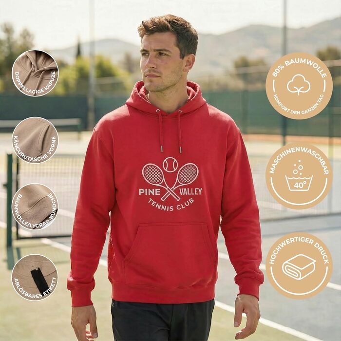 Персоналізоване худі для чоловіків Cipress з власним фото, логотипом або текстом, червоне, розмір L
