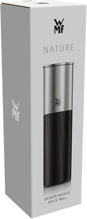 Млин для солі та перцю WMF Nature Pro з керамічним механізмом, регульованим помелом, нержавіюча сталь та дерево, чорний