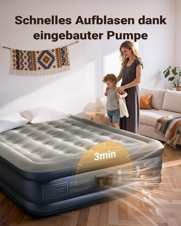 Надувний матрац iDOO для 2 осіб з електричним насосом, 152x203x46 см, 295 кг, для кемпінгу