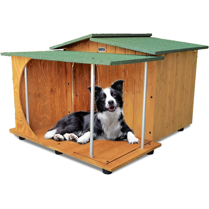 Будка для собак Legno Oasi (C - Setter) з верандою, масивне дерево, Made in Italy, 93x103xH68