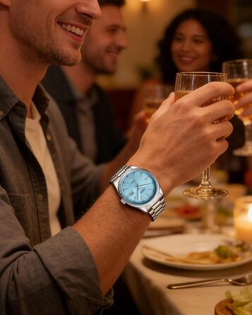 Чоловічий годинник CIVO з нержавіючої сталі: аналоговий годинник для бізнесу з датою, що світиться - водонепроникний для роботи та відпочинку. Стильний подарунок для чоловіків (сріблястий, синій)