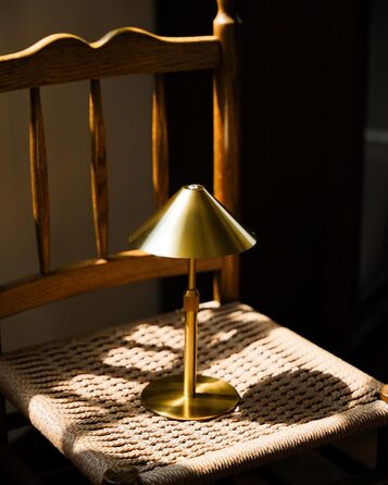 Нічник бездротовий акумуляторний Wiederaufladbare для вітальні, спальні, їдальні - Gold (латунь) з лампочкою, димуванням, сенсорним керуванням, 3-в-1