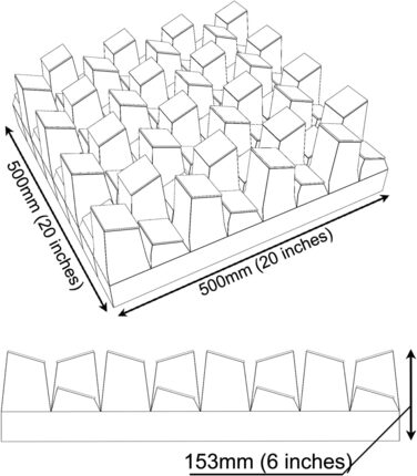 Набір акустичних диффузорів 2D для звукоізоляції та поглинання шуму, 50 x 50 см, колір Sonoma SIRIUS (150мм), 2 шт.