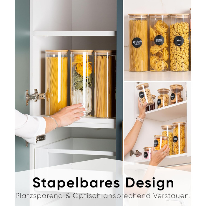 Набір контейнерів для зберігання Deco haus® 2 шт. 1.3л (з етикетками) - для кави, цукру, борошна, мюслі