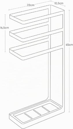 Підставка для парасольок YAMAZAKI на 3 рівня, сталева, біла, 23 x 10.5 x 45 см