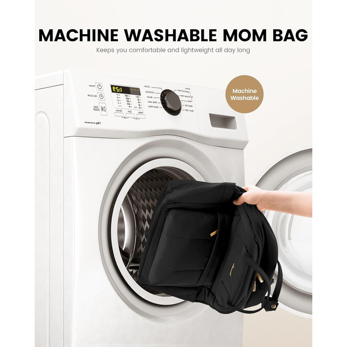 Рюкзак-переноска LOVEVOOK для мами та тата: рюкзак-сумка для догляду за дитиною з пеленальною підкладкою та ременями для дитячої коляски, чорний M