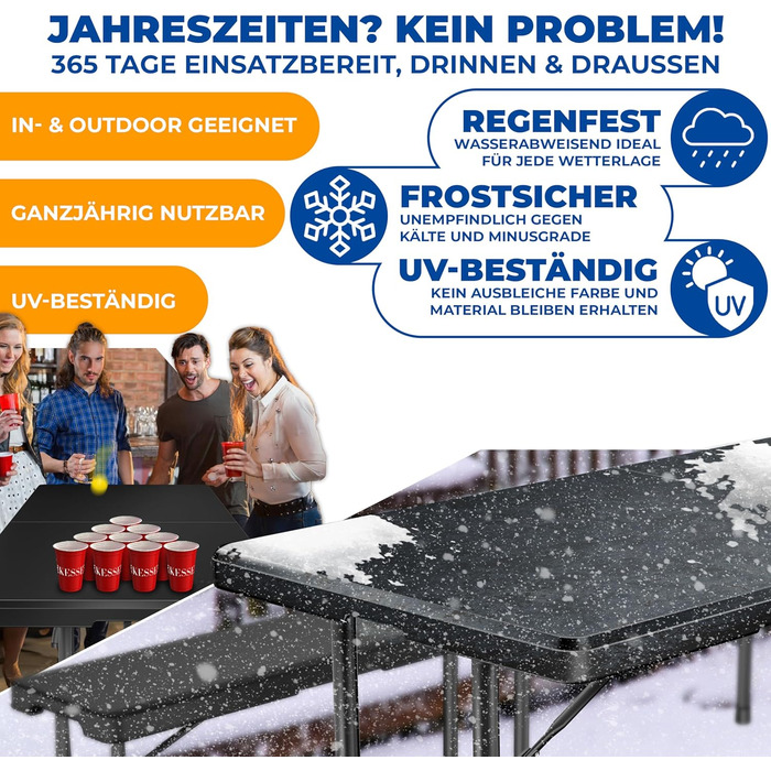 Складний стіл KESSER Buffettisch 183x76 см для кемпінгу, саду, тераси, балкону. Анодований алюміній, 6 осіб, з чохлом та ручкою для транспортування, антрацит