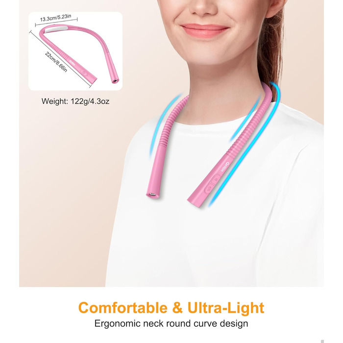 Настільна лампа Gritin для читання, гнучкий регульований світильник з 4 кольорами та 5 рівнями яскравості, регулювання інтенсивності, захист очей, акумулятор 80 годин, ергономічна лампа для читання в ліжку, рукоділля (рожевий)