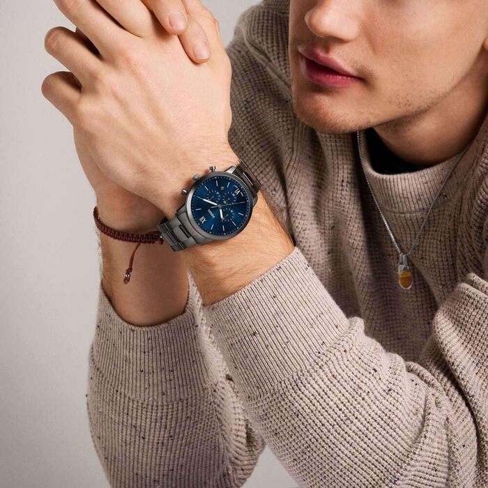 Годинник чоловічий Fossil Neutra Chronograph, сріблястий браслет з нержавіючої сталі, кварцовий механізм