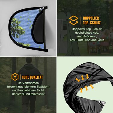 Charmofun Pop Up Shower Tent - Portable Camping Toilet & Changing Tent with UV Protection - Black