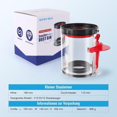 Dyson V11/V15/SV14/SV15/SV22 Large Dust Bin Replacement - Compatible with V10 Big Bin