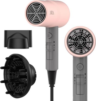 Фен AINA з дифузором: Іонська технологія, керамічне покриття, Cold Shot, 230V