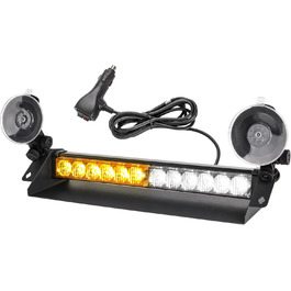 Світлодіодна проблискова сигнальна лампа ROUTEKING 12LED, 12V/24V, 9 режимів стробоскопа, IP66, жовто-біла, для авто, вантажівки, трактора, спецтехніки