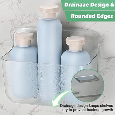 Поличка для душу на присоску без свердління, органайзер для ванної кімнати, сіра поличка, полиця для ванної кімнати без свердління, вантажопідйомність 20 кг, невелика полиця для кріплення у ванну кімнату та кухню (стандартна версія)